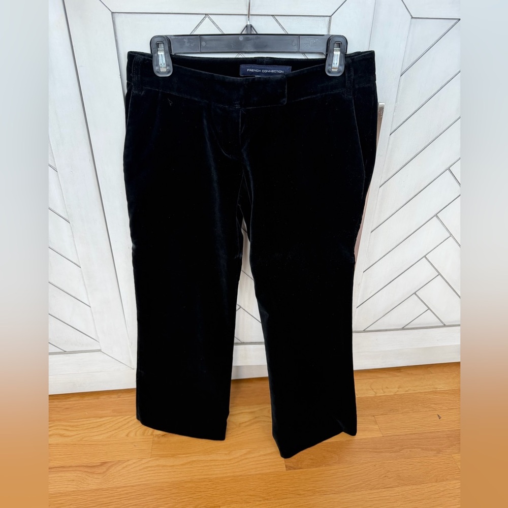 French Connection Black Velvet Crop Trousers